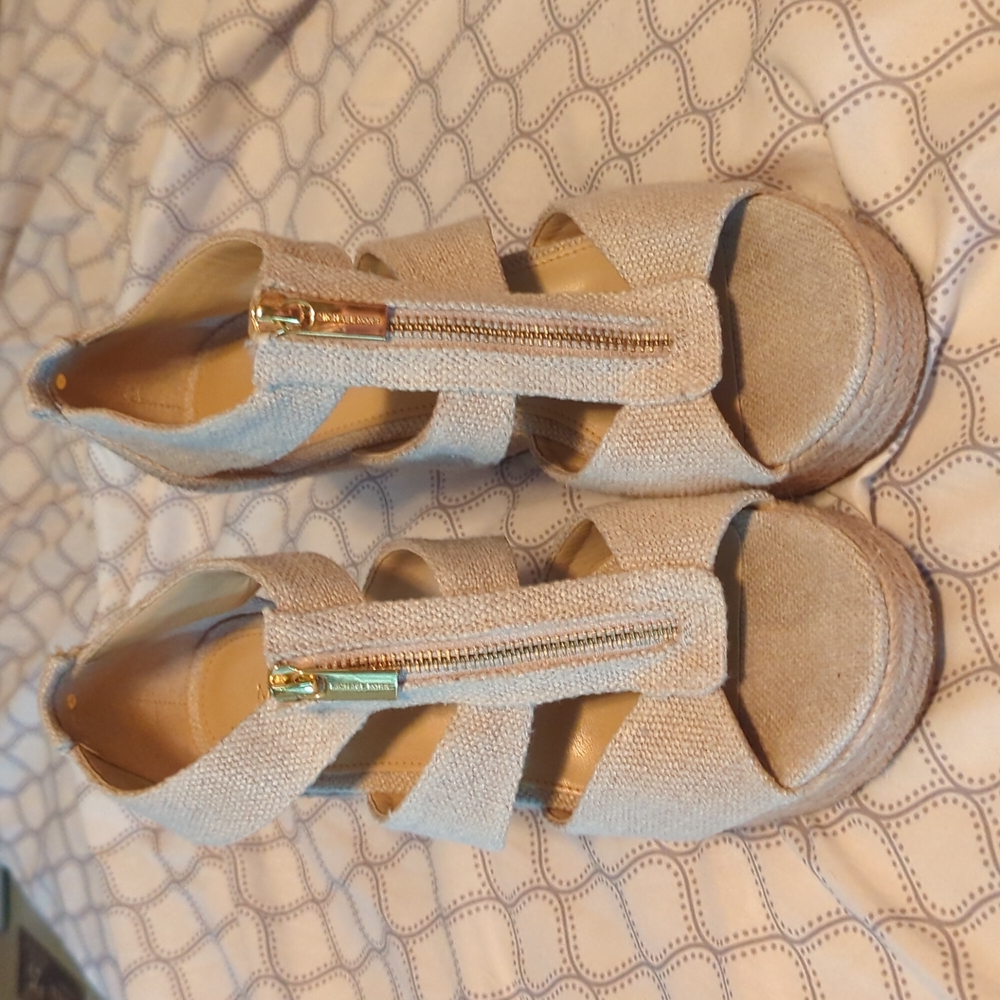 Michael Kors zip up platform wedge espadrilles size 7.5